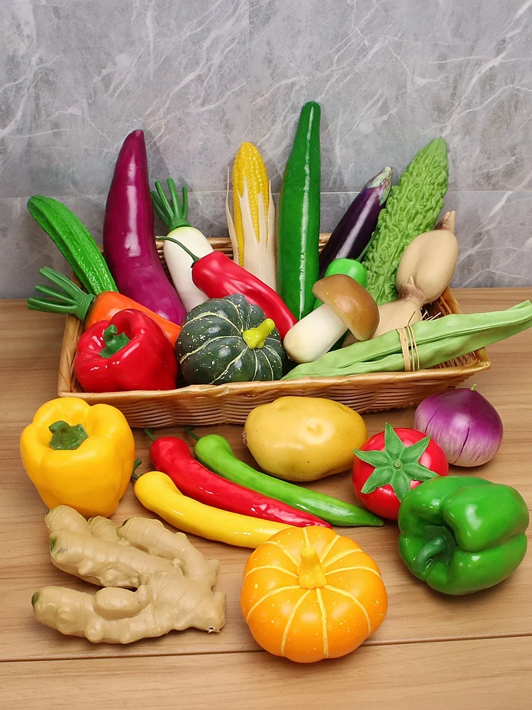 Симулиран пластмасов зеленчуков модел, плодови орнаменти, плодови и зеленчукови комплекти, играчки за храна, детски когнитивен подпор за стрелба