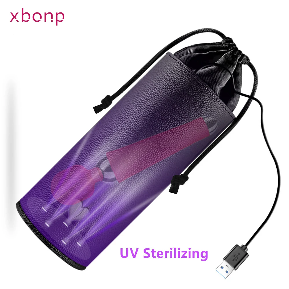 Soft Portable 99% UV стерилизираща чанта за съхранение на вибратор Дилдо Стимулатор на клитора Секс играчки за възрастни Запечатваща се PU голяма космическа кутия